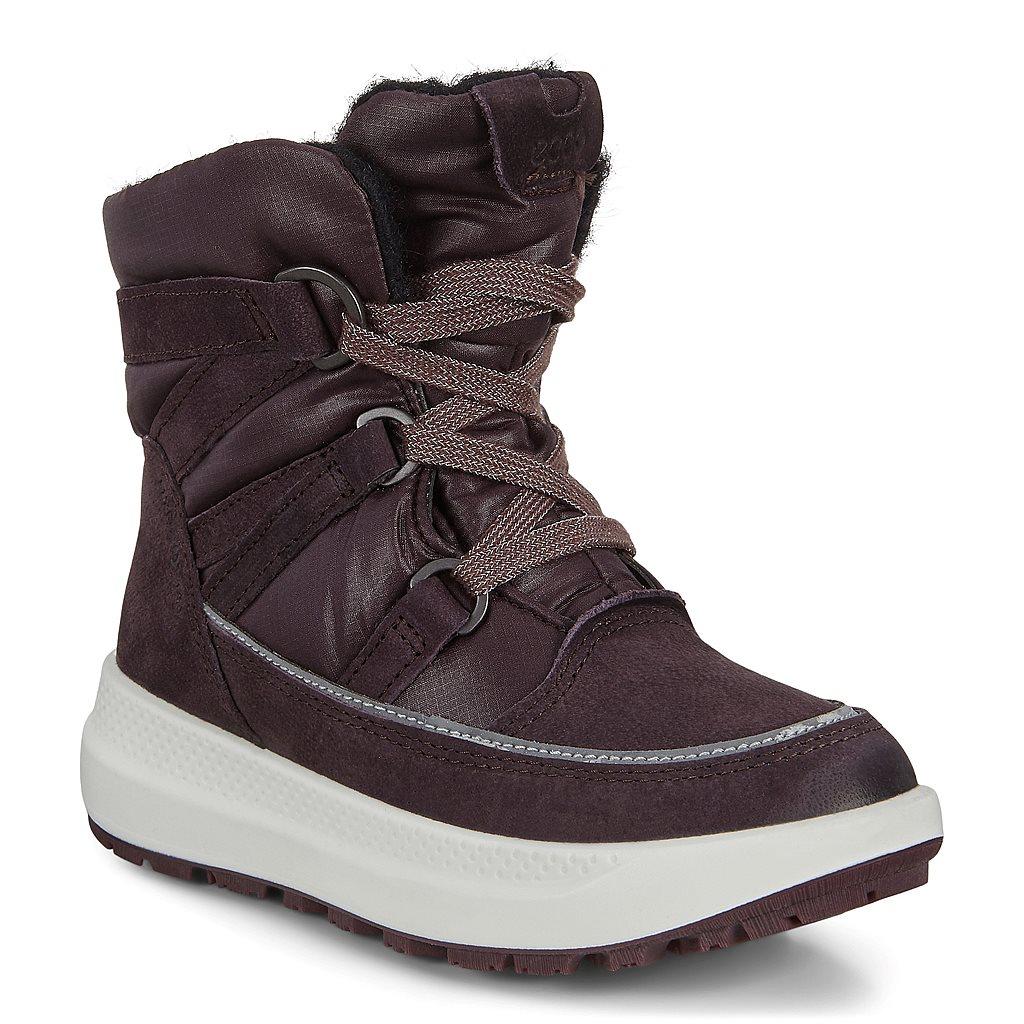 Ecco Solice K Girls Lace Up Winter Bootss Purple Sales - India NAT-849210